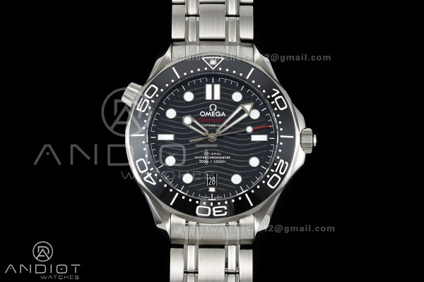 Seamaster Diver 300M SS ORF 1:1 Best Edition Black Ceramic Black Dial on SS Bracelet OR8800 Super Clone