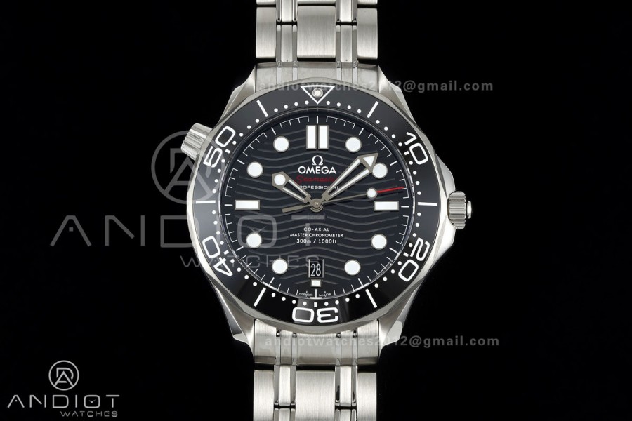 Seamaster Diver 300M SS ORF 1:1 Best Edition Black Ceramic Black Dial on SS Bracelet OR8800 Super Clone