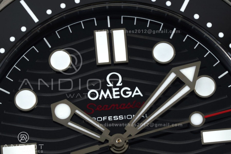 Seamaster Diver 300M SS ORF 1:1 Best Edition Black Ceramic Black Dial on SS Bracelet OR8800 Super Clone