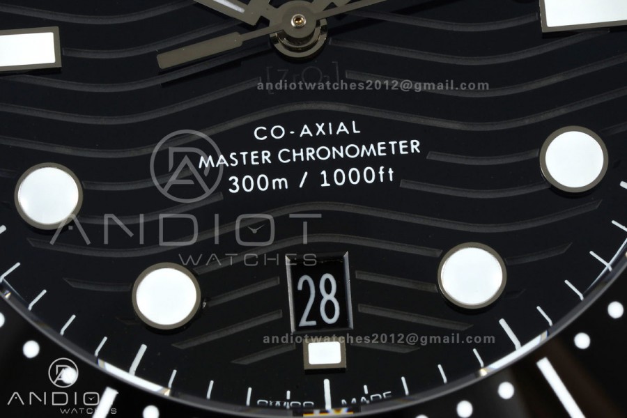 Seamaster Diver 300M SS ORF 1:1 Best Edition Black Ceramic Black Dial on SS Bracelet OR8800 Super Clone