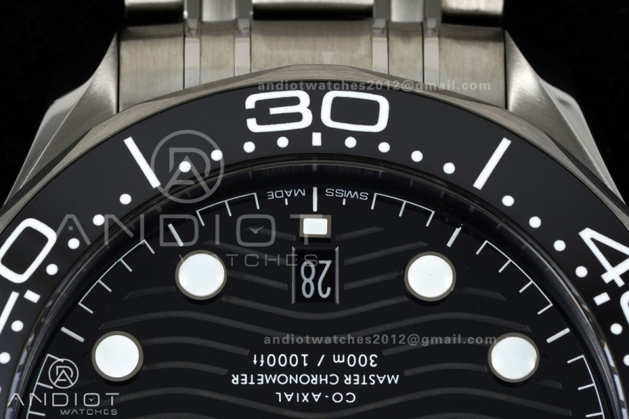 Seamaster Diver 300M SS ORF 1:1 Best Edition Black Ceramic Black Dial on SS Bracelet OR8800 Super Clone