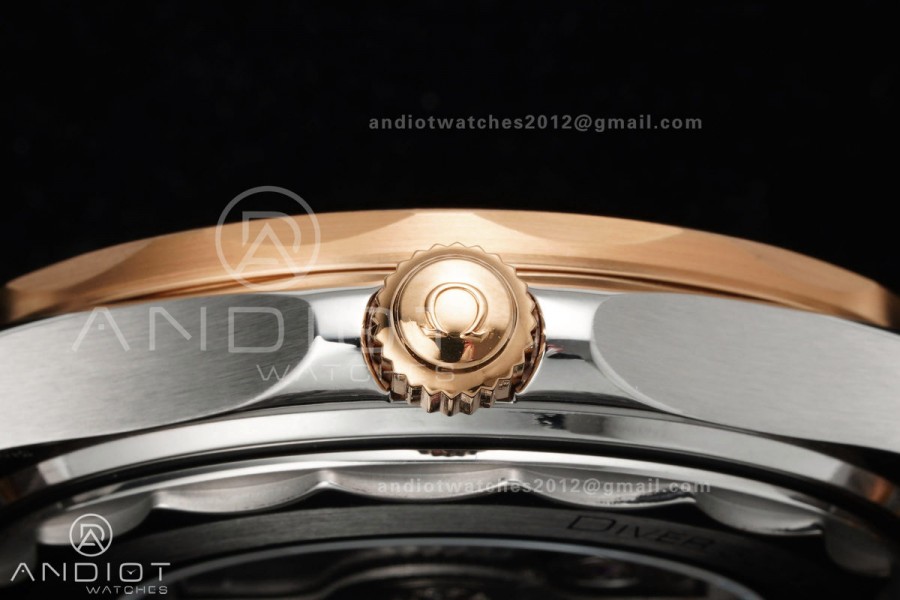 Seamaster Diver 300M SS/RG ORF 1:1 Best Edition Blue Ceramic Blue Dial on SS/RG Bracelet OR8800 Super Clone