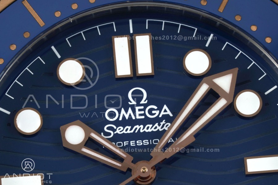 Seamaster Diver 300M SS/RG ORF 1:1 Best Edition Blue Ceramic Blue Dial on SS/RG Bracelet OR8800 Super Clone