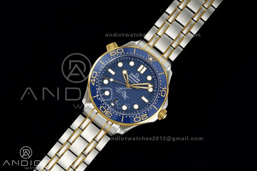 Seamaster Diver 300M SS/YG ORF 1:1 Best Edition Blue Ceramic Blue Dial on SS/YG Bracelet OR8800 Super Clone