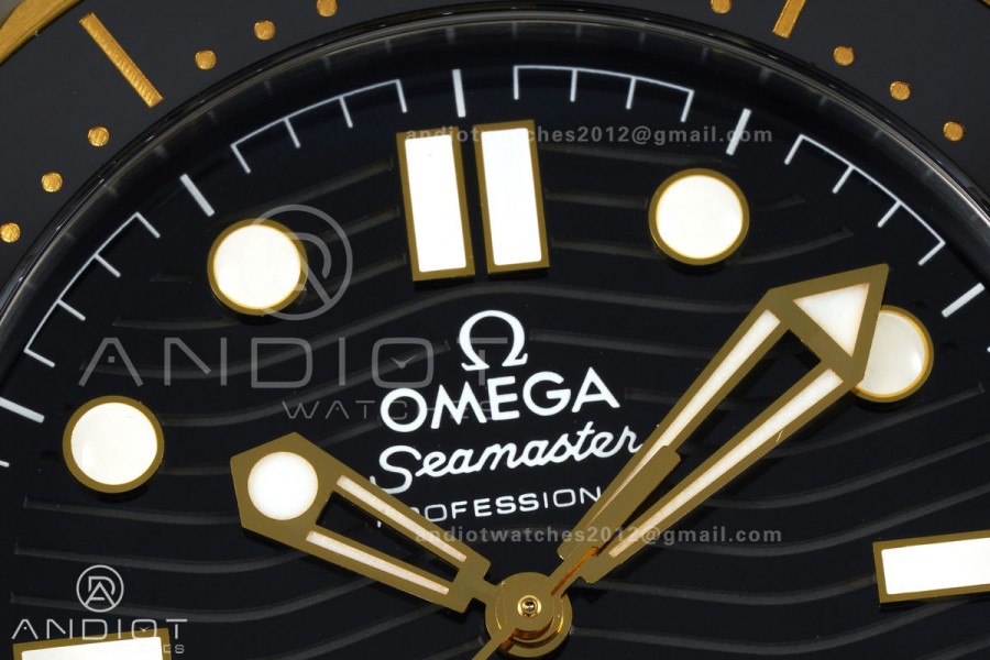 Seamaster Diver 300M SS/YG ORF 1:1 Best Edition Black Ceramic Black Dial on SS/YG Bracelet OR8800 Super Clone