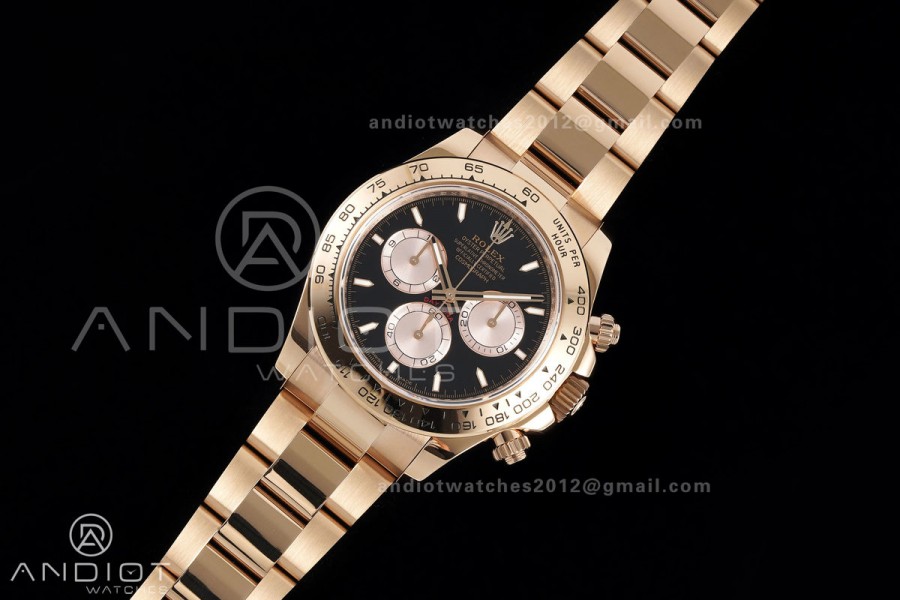 Daytona 126505 RG UFO 1:1 Best Edition Black/RG Dial on RG Bracelet UF4131 (Free Sprung)