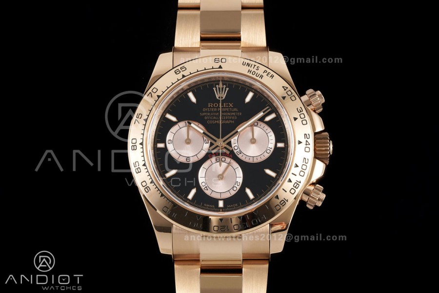 Daytona 126505 RG UFO 1:1 Best Edition Black/RG Dial on RG Bracelet UF4131 (Free Sprung)