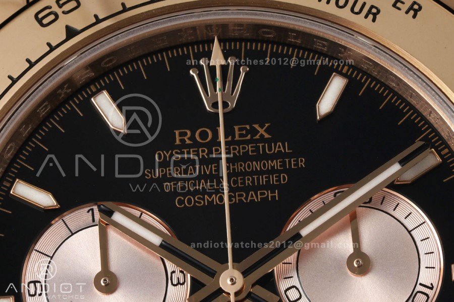 Daytona 126505 RG UFO 1:1 Best Edition Black/RG Dial on RG Bracelet UF4131 (Free Sprung)