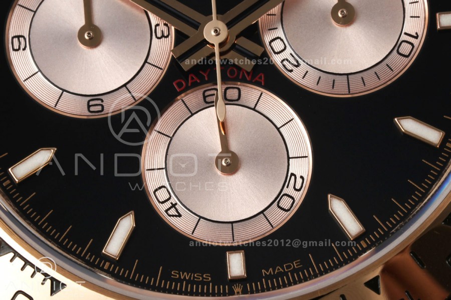 Daytona 126505 RG UFO 1:1 Best Edition Black/RG Dial on RG Bracelet UF4131 (Free Sprung)