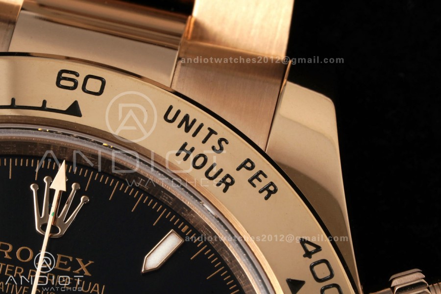 Daytona 126505 RG UFO 1:1 Best Edition Black/RG Dial on RG Bracelet UF4131 (Free Sprung)