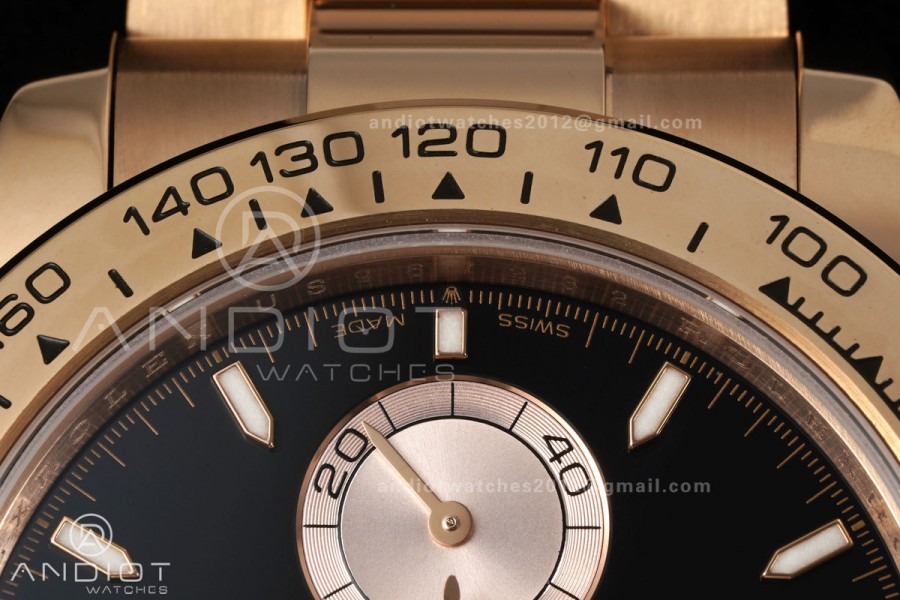 Daytona 126505 RG UFO 1:1 Best Edition Black/RG Dial on RG Bracelet UF4131 (Free Sprung)