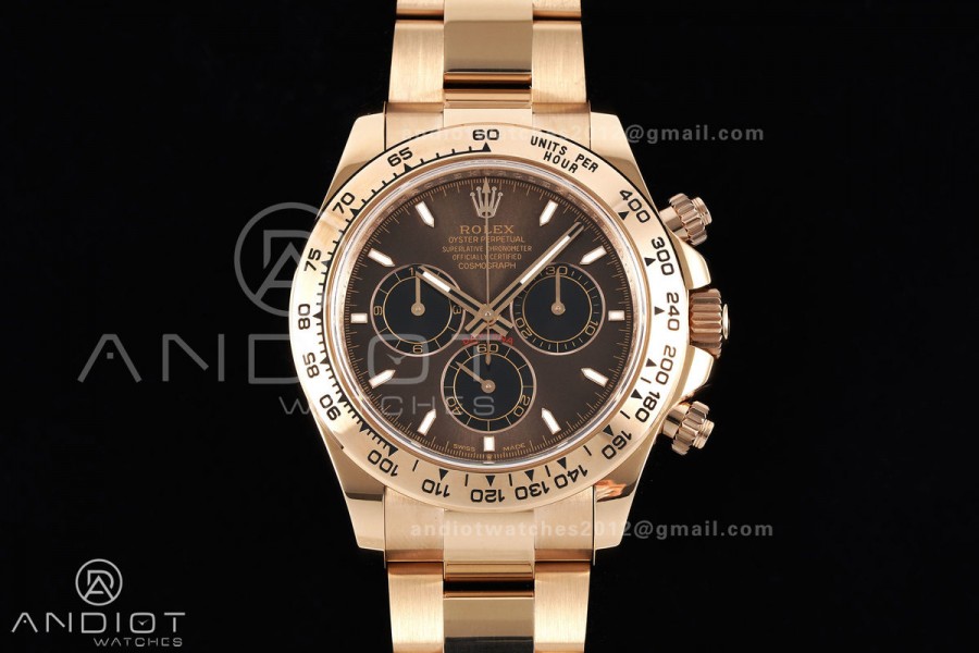Daytona 126505 RG UFO 1:1 Best Edition Brown/Black Dial on RG Bracelet UF4131 (Free Sprung)