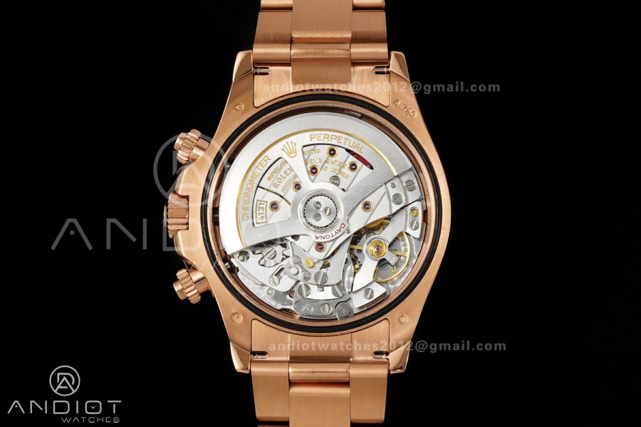 Daytona 126505 RG UFO 1:1 Best Edition Black/RG Diamonds Dial on RG Bracelet UF4131 (Free Sprung)