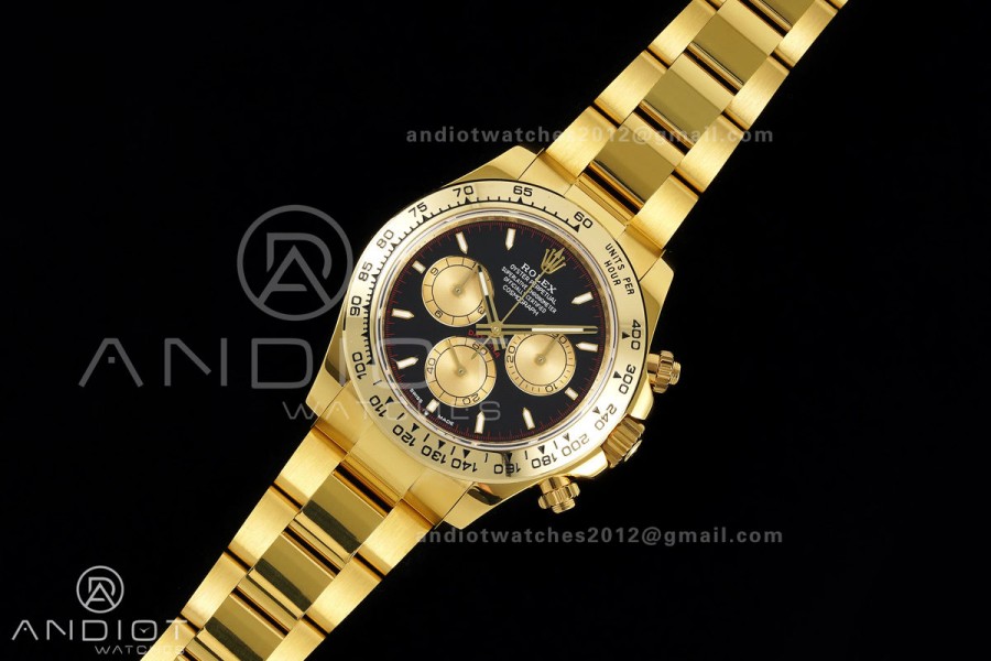 Daytona 126508 YG UFO 1:1 Best Edition Black/YG Dial on YG Bracelet UF4131 (Free Sprung)