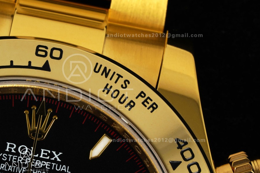 Daytona 126508 YG UFO 1:1 Best Edition Black/YG Dial on YG Bracelet UF4131 (Free Sprung)