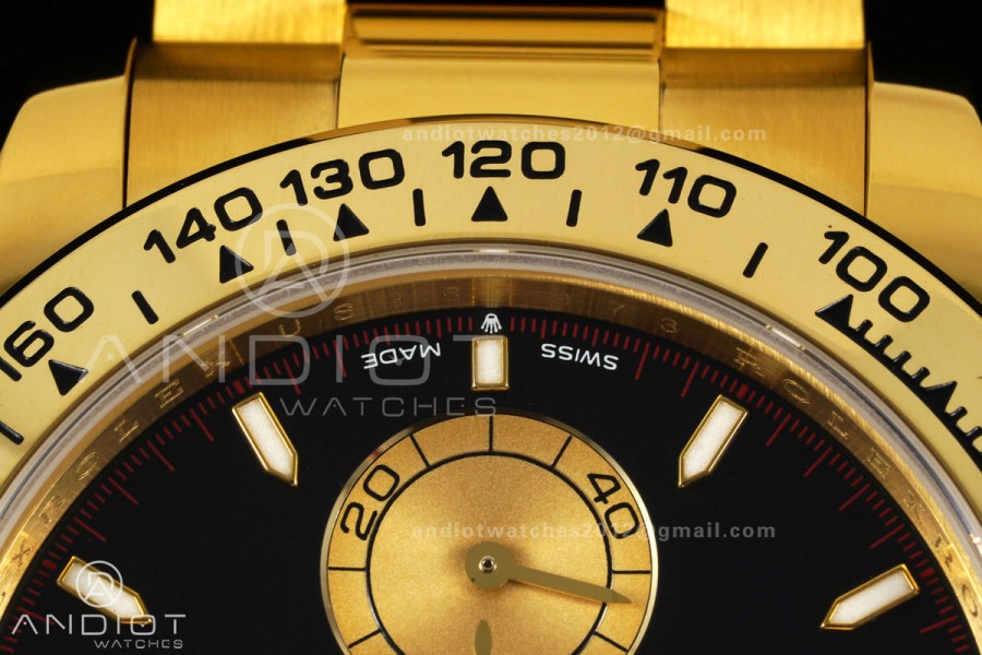 Daytona 126508 YG UFO 1:1 Best Edition Black/YG Dial on YG Bracelet UF4131 (Free Sprung)