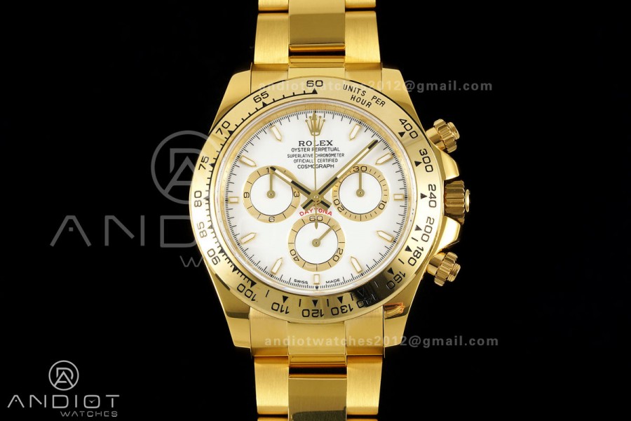 Daytona 126508 YG UFO 1:1 Best Edition White Dial on YG Bracelet UF4131 (Free Sprung)