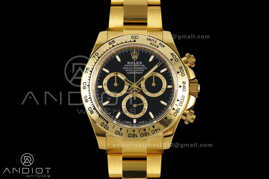 Daytona 126508 YG UFO 1:1 Best Edition Black Dial on YG Bracelet UF4131 (Free Sprung)