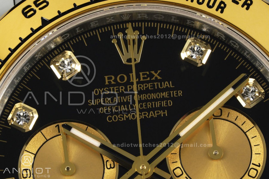 Daytona 126503 SS/YG UFO 1:1 Best Edition Black/YG Diamonds Dial on SS/YG Bracelet UF4131 (Free Sprung)