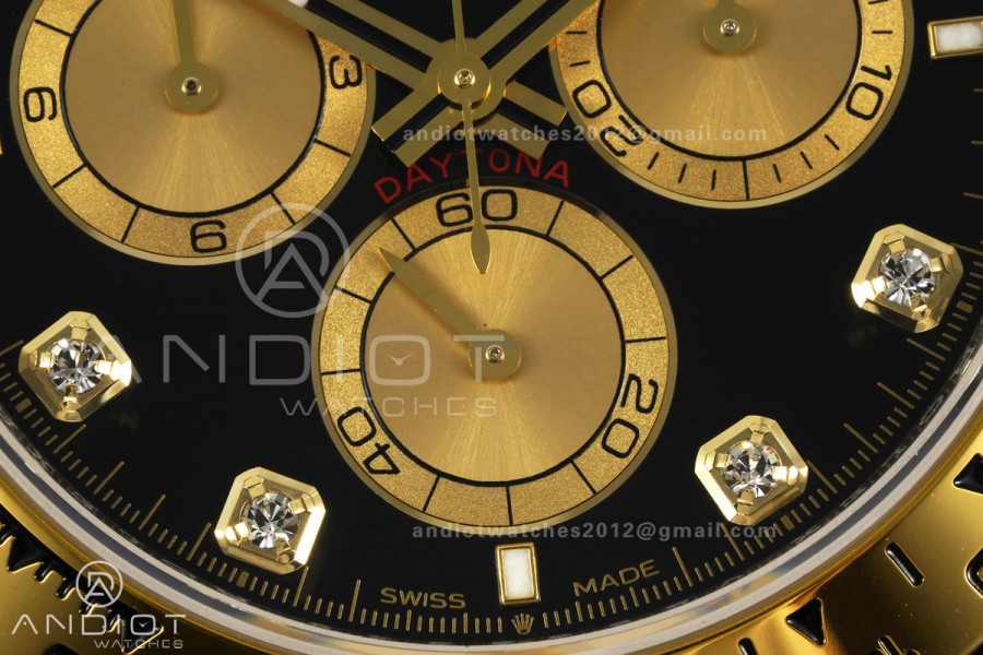 Daytona 126503 SS/YG UFO 1:1 Best Edition Black/YG Diamonds Dial on SS/YG Bracelet UF4131 (Free Sprung)