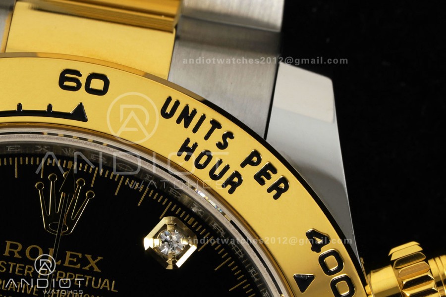 Daytona 126503 SS/YG UFO 1:1 Best Edition Black/YG Diamonds Dial on SS/YG Bracelet UF4131 (Free Sprung)