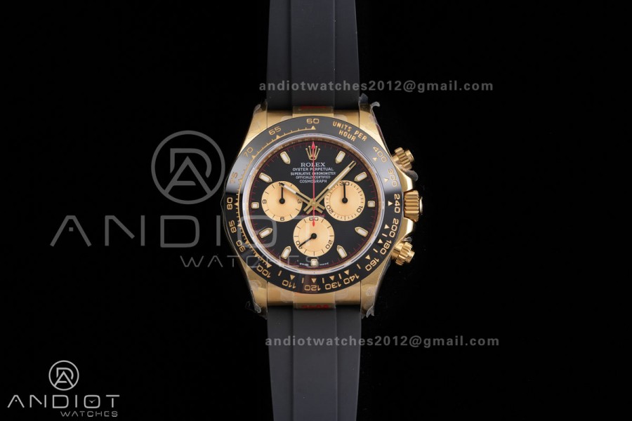 Daytona 116518 3CF 1:1 Best Edition Black/YG Dial on Oysterflex Strap DD4130 (Mod Version)