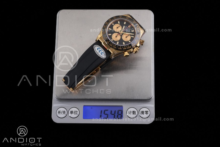 Daytona 116518 3CF 1:1 Best Edition Black/YG Dial on Oysterflex Strap DD4130 (Mod Version)