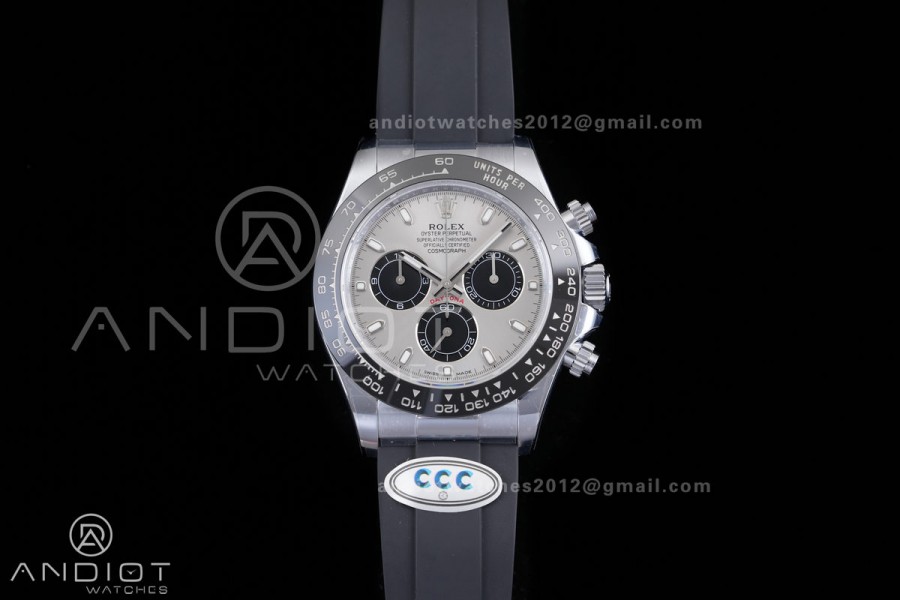 Daytona 116519 SS 3CF 1:1 Best Edition Gray/Black Dial on Oysterflex Strap DD4130 V2 (Mod Version)