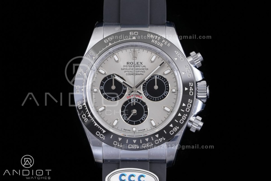 Daytona 116519 SS 3CF 1:1 Best Edition Gray/Black Dial on Oysterflex Strap DD4130 V2 (Mod Version)