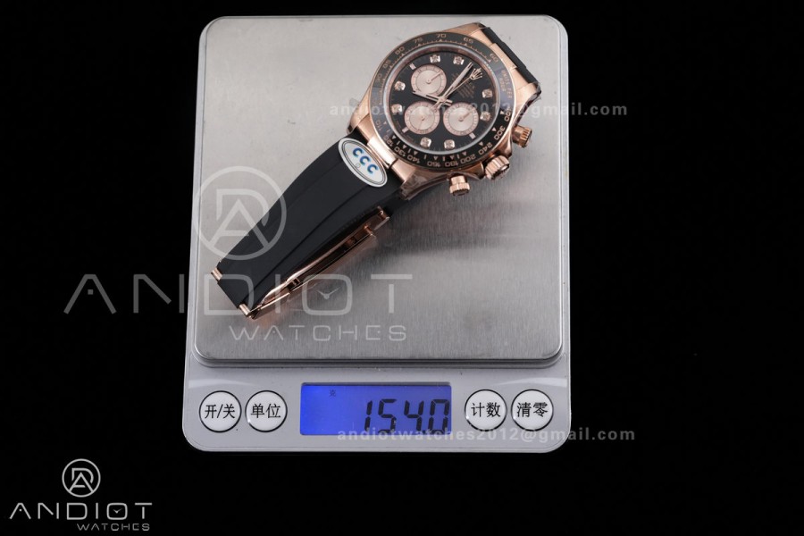 Daytona 126515 3CF 1:1 Best Edition Black/RG Diamonds Dial on Oysterflex Strap DD4131 (Gain Weight)