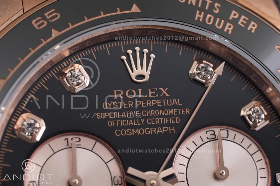 Daytona 126515 3CF 1:1 Best Edition Black/RG Diamonds Dial on Oysterflex Strap DD4131 (Gain Weight)