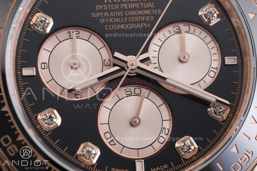 Daytona 126515 3CF 1:1 Best Edition Black/RG Diamonds Dial on Oysterflex Strap DD4131 (Gain Weight)