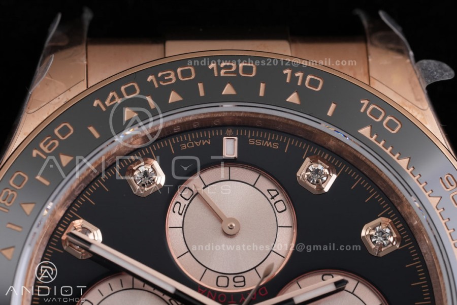 Daytona 126515 3CF 1:1 Best Edition Black/RG Diamonds Dial on Oysterflex Strap DD4131 (Gain Weight)