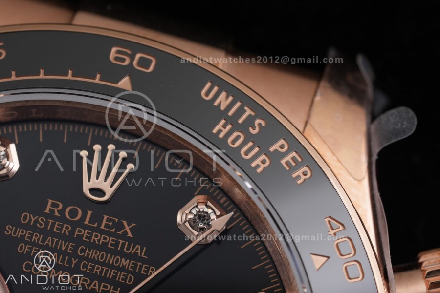 Daytona 126515 3CF 1:1 Best Edition Black/RG Diamonds Dial on Oysterflex Strap DD4131 (Gain Weight)