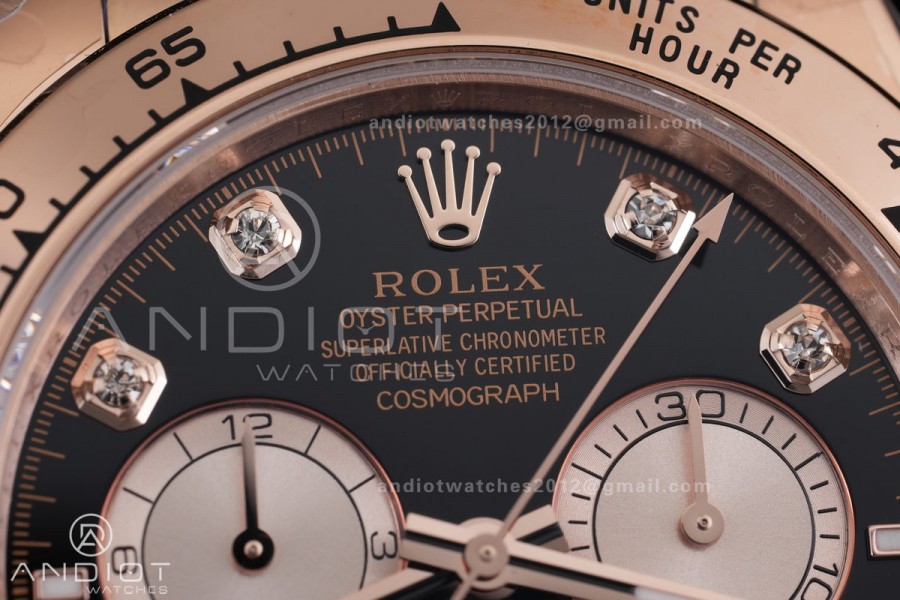 Daytona 126505 RG 3CF 1:1 Best Edition Black/RG Diamonds Dial on RG Bracelet DD4131 (Gain Weight)
