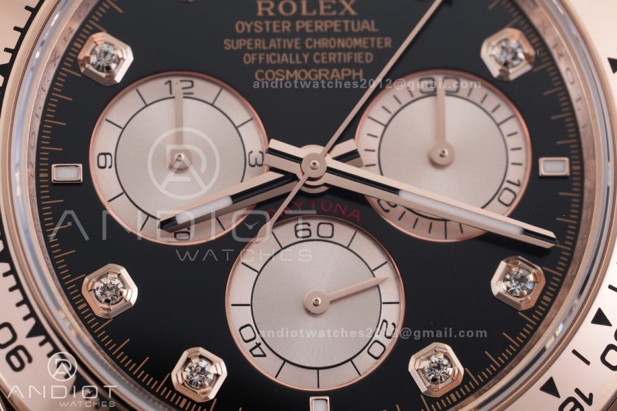 Daytona 126505 RG 3CF 1:1 Best Edition Black/RG Diamonds Dial on RG Bracelet DD4131 (Gain Weight)