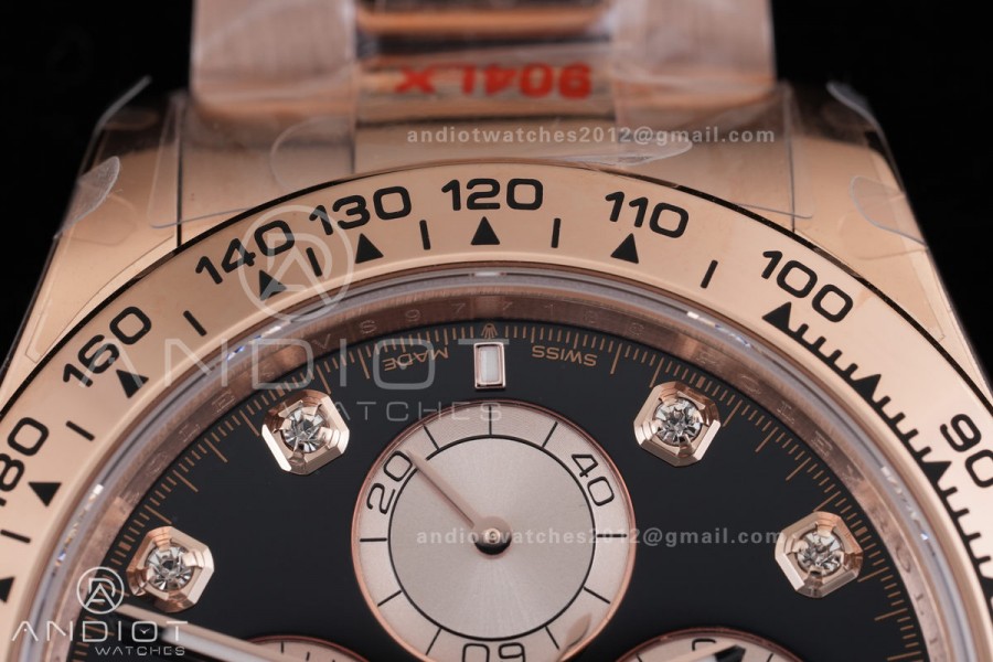 Daytona 126505 RG 3CF 1:1 Best Edition Black/RG Diamonds Dial on RG Bracelet DD4131 (Gain Weight)