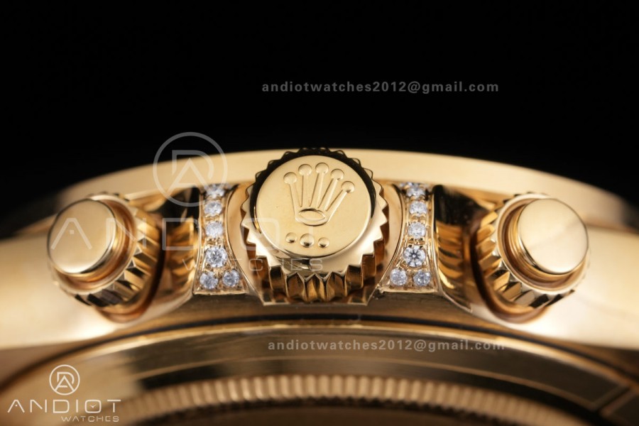 Daytona 116598rbow 3CF 1:1 Best Edition Black Diamonds Dial on YG Bracelet DD4130 V2 (Mod Version)