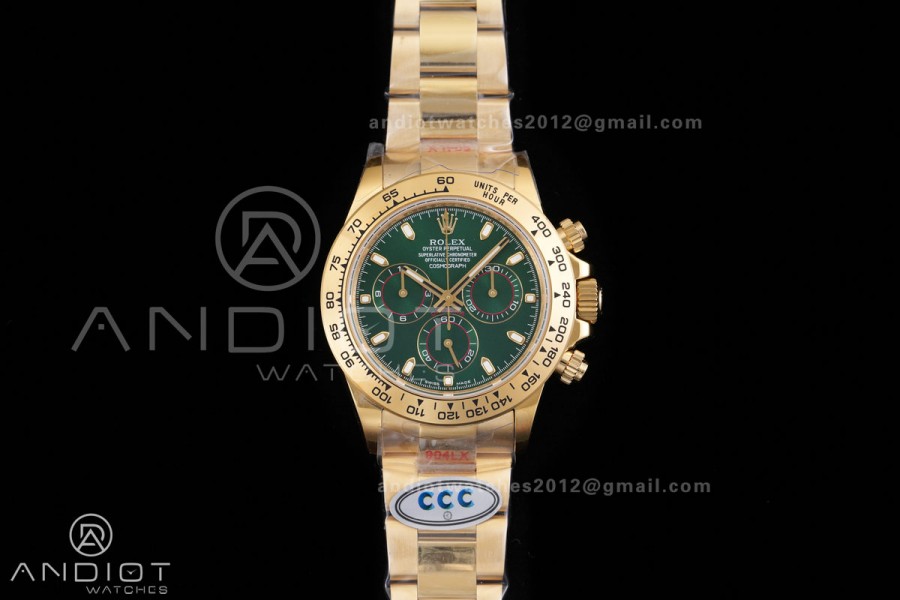 Daytona 116508 3CF 1:1 Best Edition Green Dial on YG Bracelet DD4130 V2 (Mod Version)