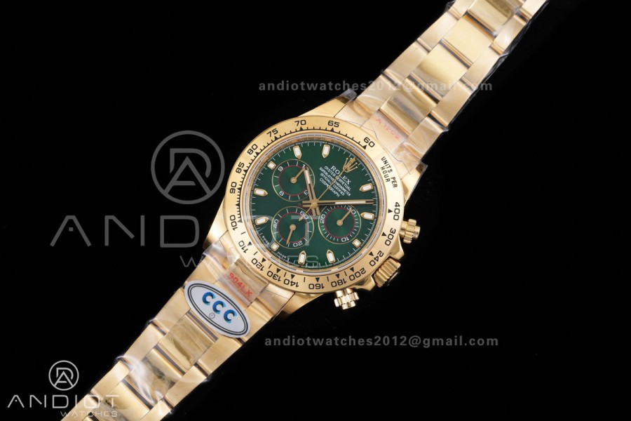 Daytona 116508 3CF 1:1 Best Edition Green Dial on YG Bracelet DD4130 V2 (Mod Version)