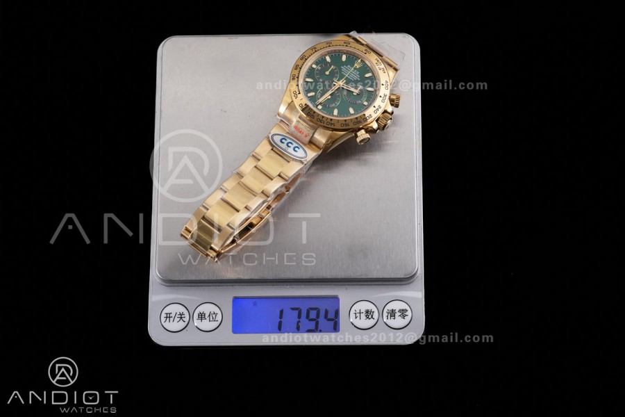 Daytona 116508 3CF 1:1 Best Edition Green Dial on YG Bracelet DD4130 V2 (Mod Version)
