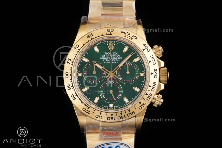 Daytona 116508 3CF 1:1 Best Edition Green Dial on YG Bracelet DD4130 V2 (Mod Version)