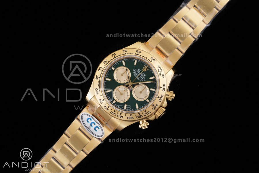 Daytona 126508 3CF 1:1 Best Edition Green/YG Dial on YG Bracelet DD4131 (Gain Weight)
