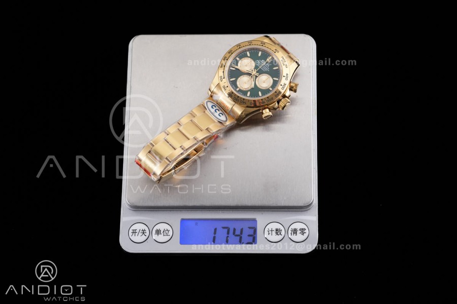 Daytona 126508 3CF 1:1 Best Edition Green/YG Dial on YG Bracelet DD4131 (Gain Weight)