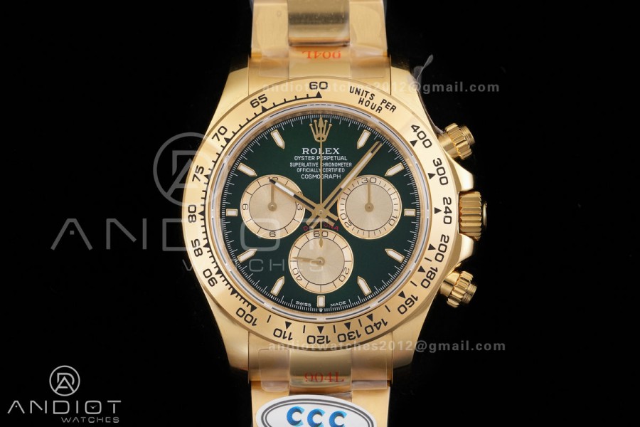 Daytona 126508 3CF 1:1 Best Edition Green/YG Dial on YG Bracelet DD4131 (Gain Weight)