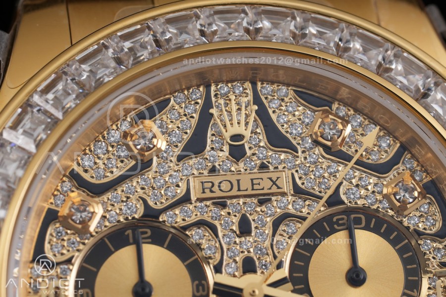 Daytona 116588TBR 'Eye Of The Tiger' YG 3CF 1:1 Best Edition Tiger Diamonds Dial on Oysterflex Strap DD4130 V2 (Mod Version)