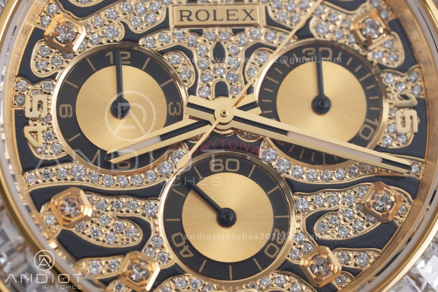 Daytona 116588TBR 'Eye Of The Tiger' YG 3CF 1:1 Best Edition Tiger Diamonds Dial on Oysterflex Strap DD4130 V2 (Mod Version)