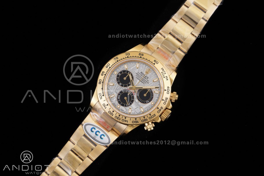 Daytona 116508 3CF 1:1 Best Edition Meteorite Dial on YG Bracelet DD4130 V2 (Mod Version)