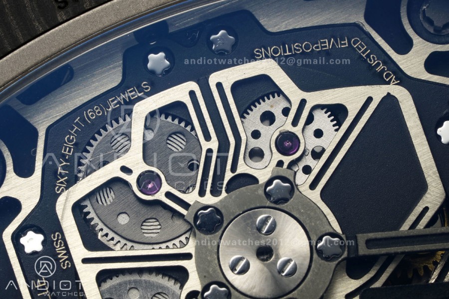 RM011 Black Carbon ABMF Best Edition Skeleton Dial on Black Rubber Strap A7750