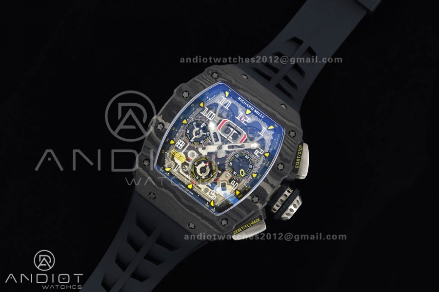 RM011 Black Carbon ABMF Best Edition Skeleton Dial on Black Rubber Strap A7750